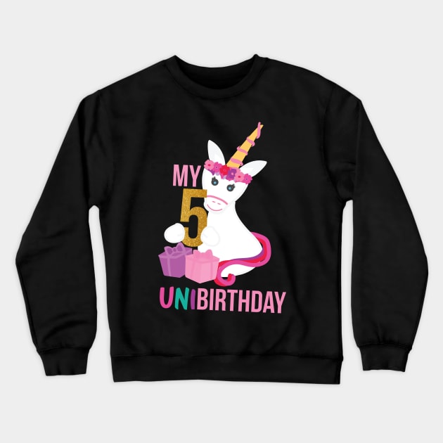 My 5th UNIBIRTHDAY - Unicorn Birthday party Crewneck Sweatshirt by sigdesign